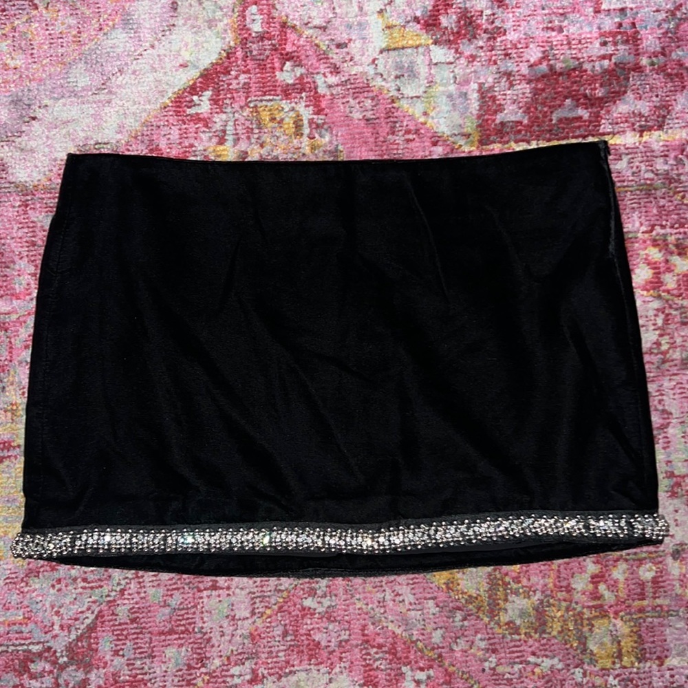ZARA VELVET DIAMOND TRIM SKIRT
